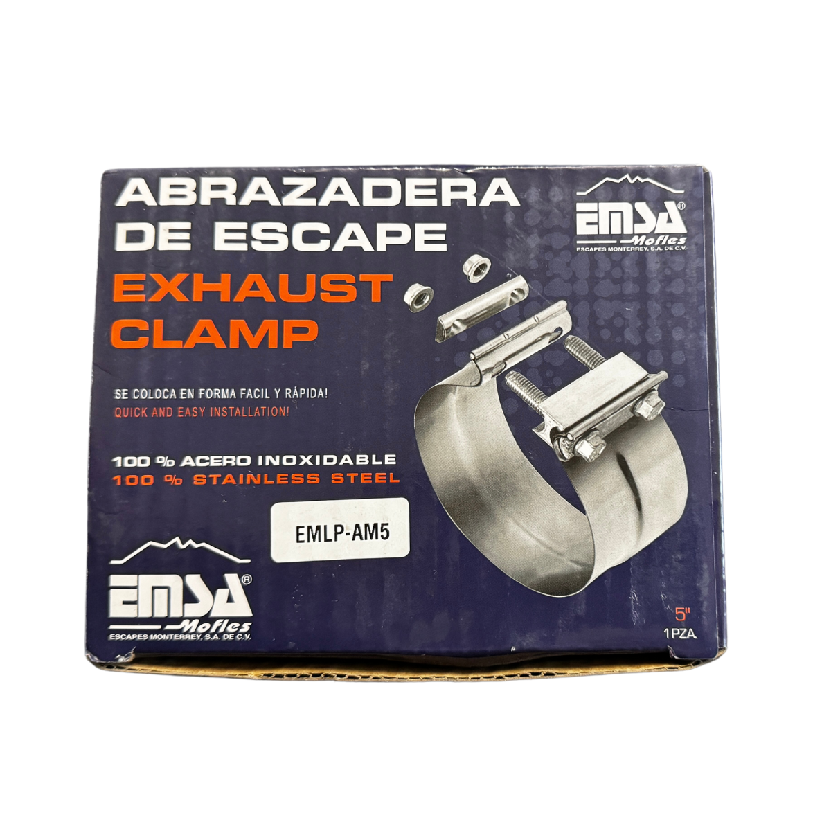 Abrazadera de Escape Cincho Con Tornillos y Separación 5"