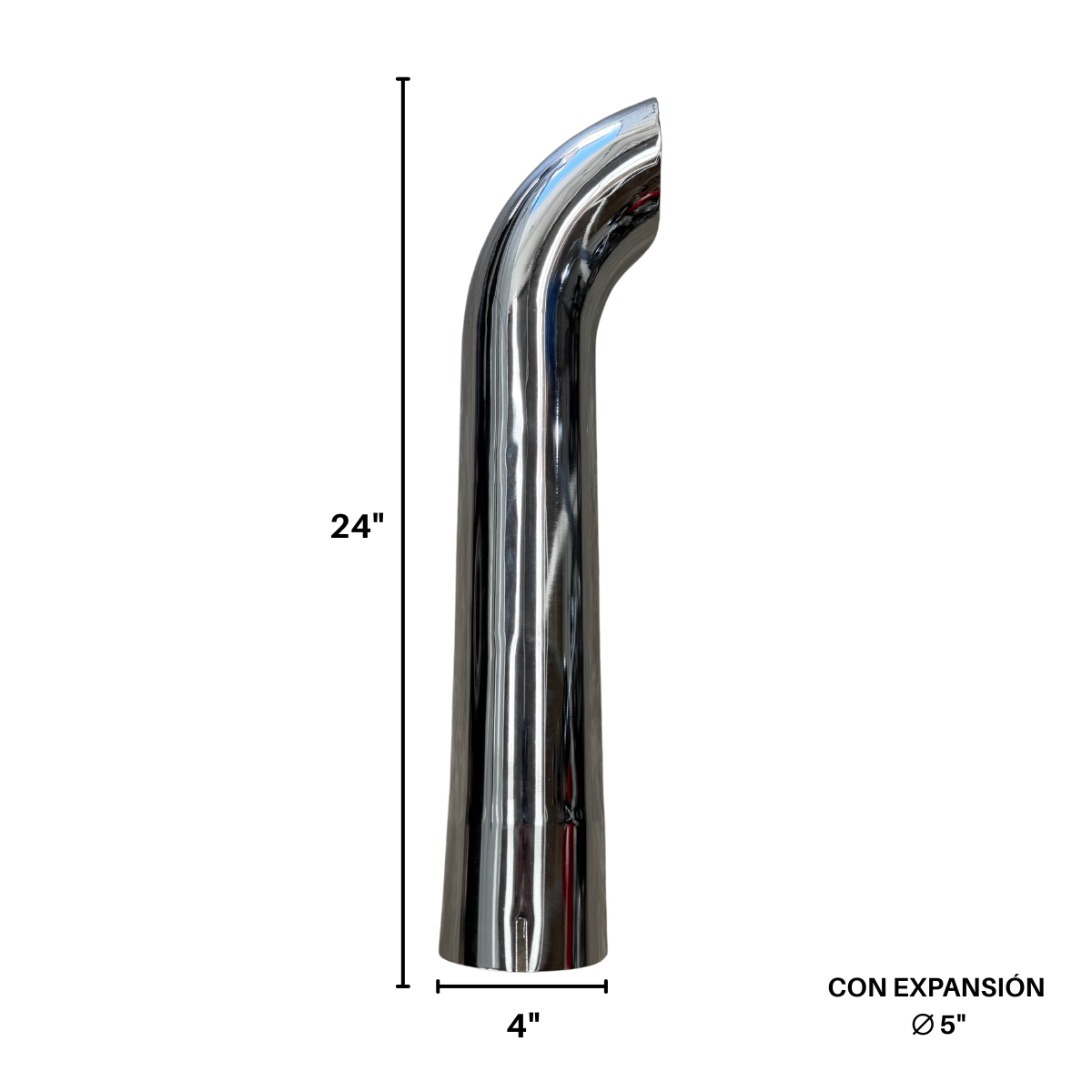 Pipa de Escape Cuello de Ganso Cromada 4" Largo 24"