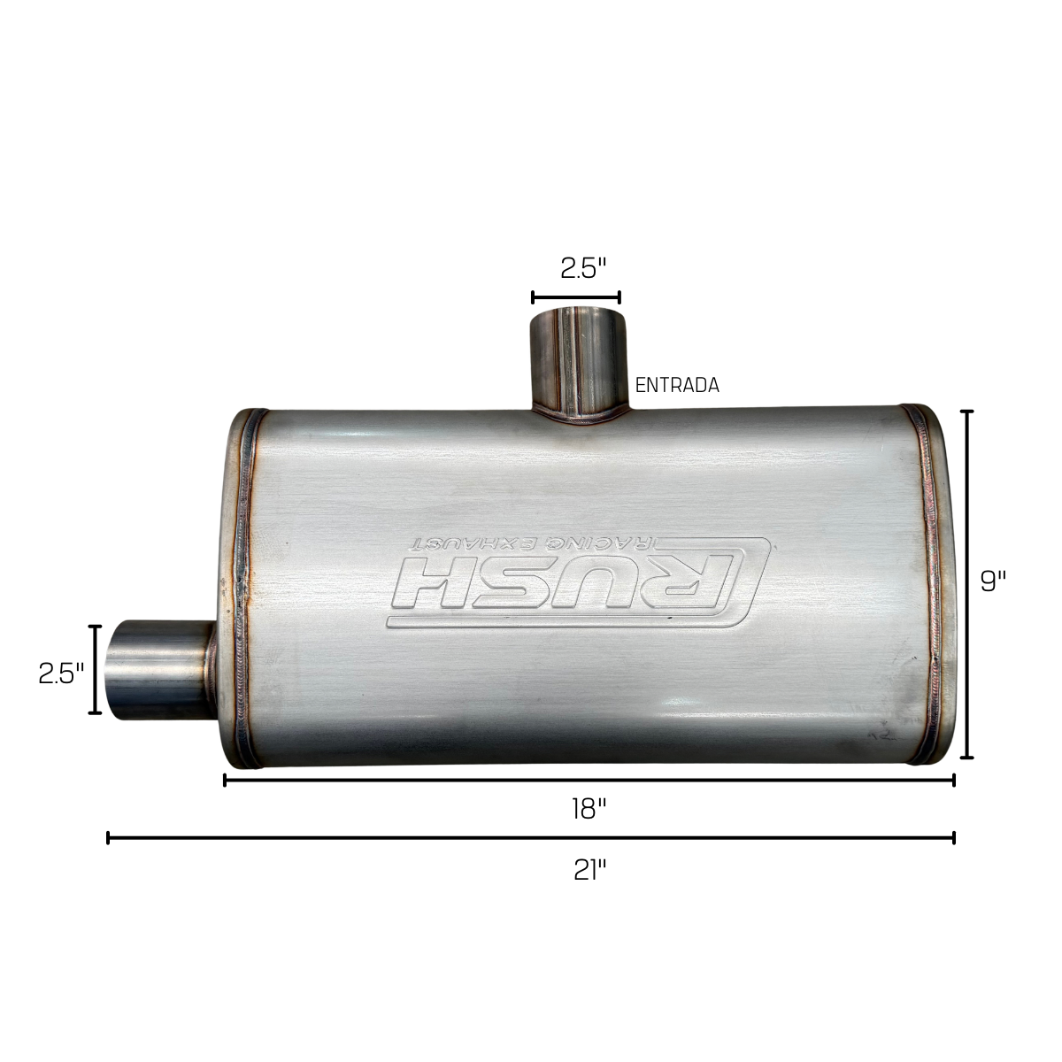 Mofle Escape Deportivo Rush Alto Flujo Centro Lateral Transversal Acero Inox