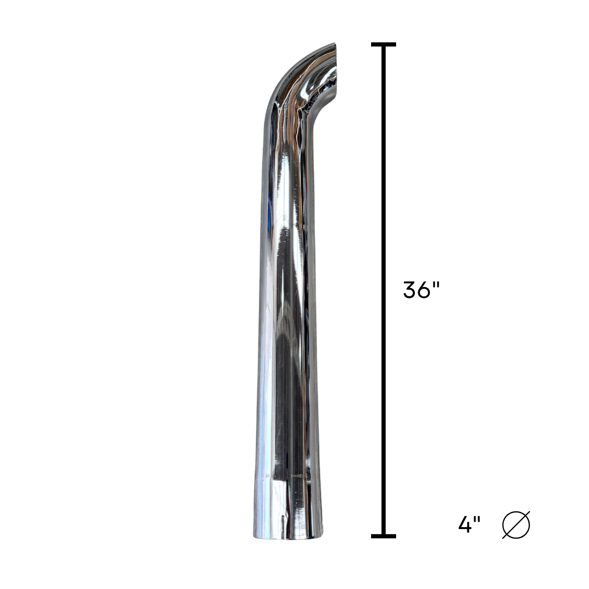 Pipa de Escape Cuello de Ganso Cromada 4" Largo 36"