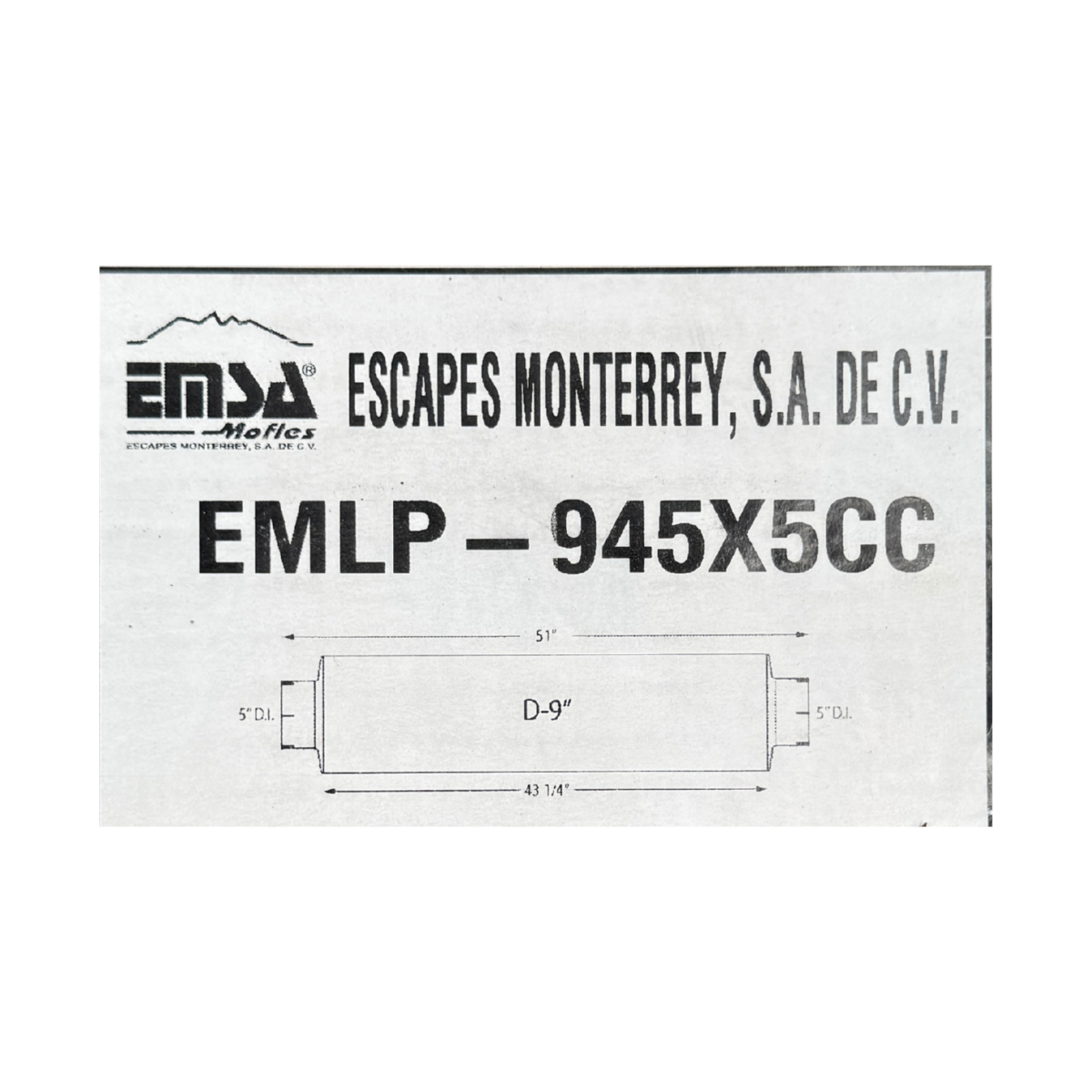 Silenciador Diesel EMSA EMLP945X5CC para Tractocamión