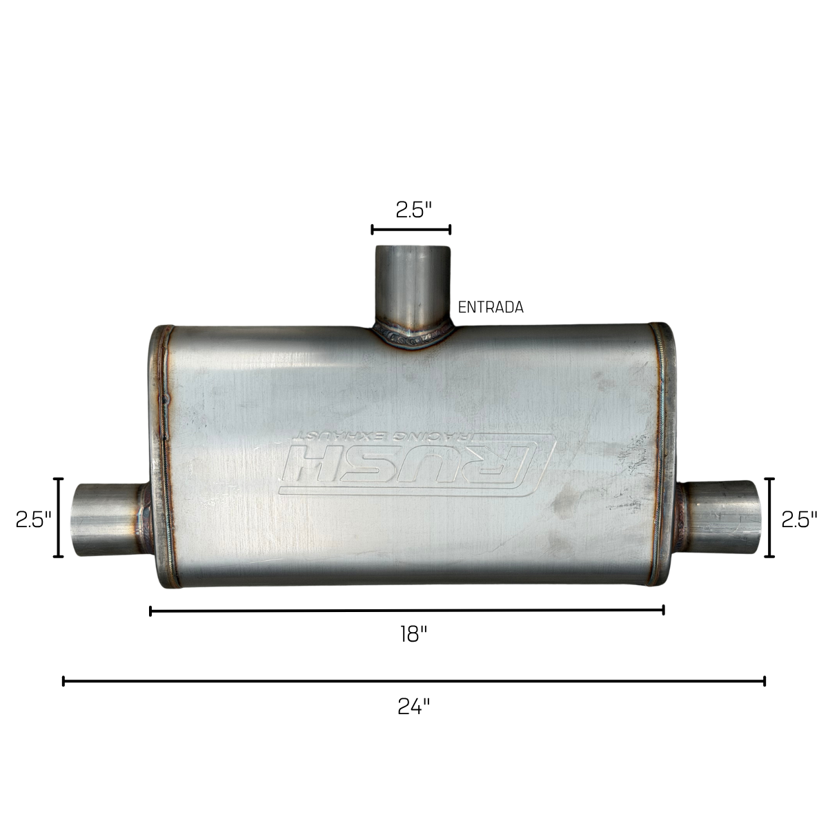 Mofle Deportivo Alto Flujo Rush Racing Transversal 2 Salidas R-CD212-18