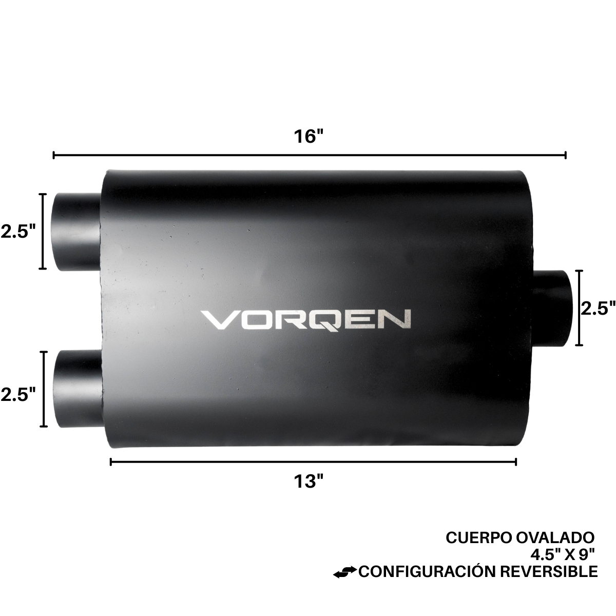 Mofle Escape Deportivo Vorqen Series 40 Centro-Dual 13in 2.5in