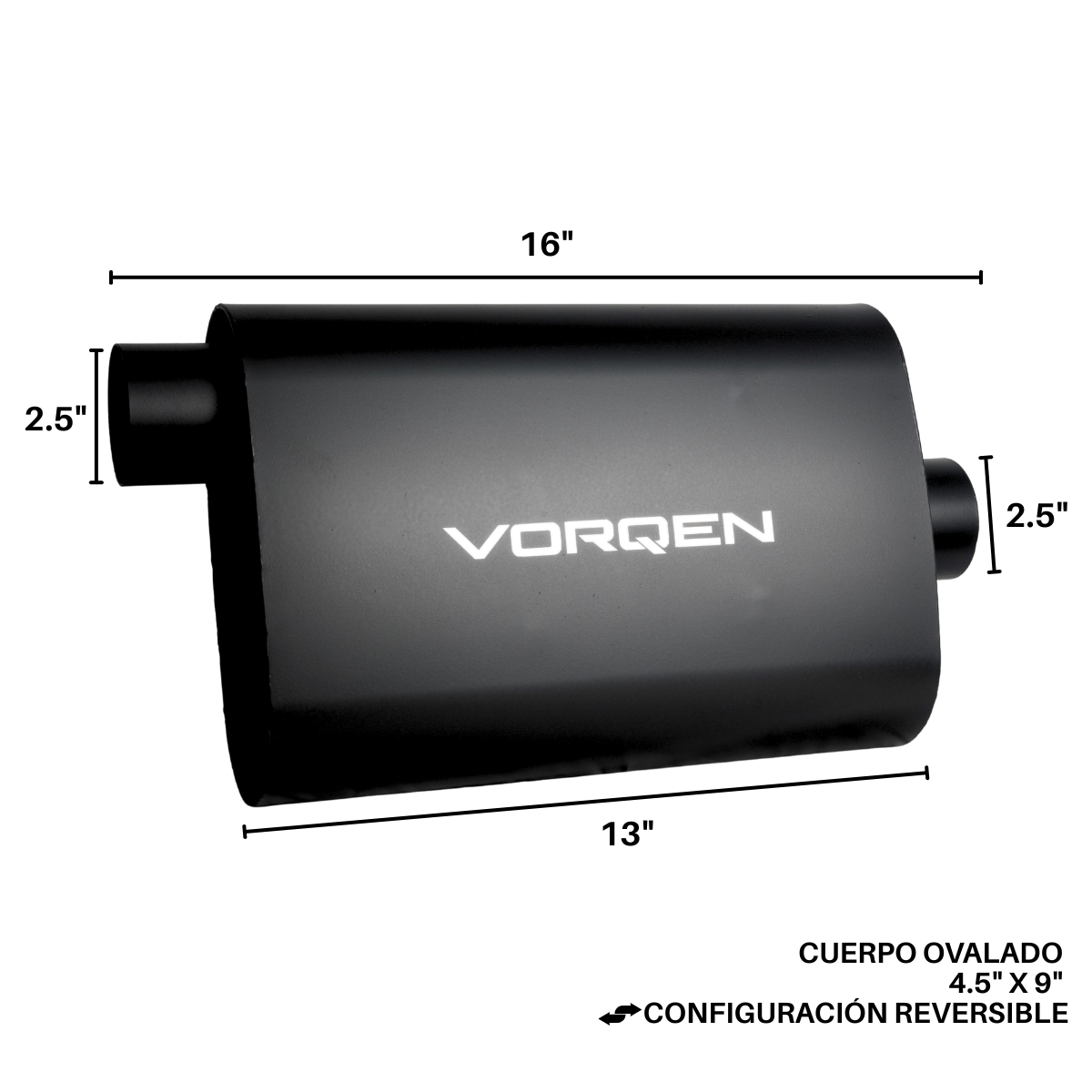 Mofle Escape Deportivo Vorqen Series 40 Lado-Centro 13in 2.5in